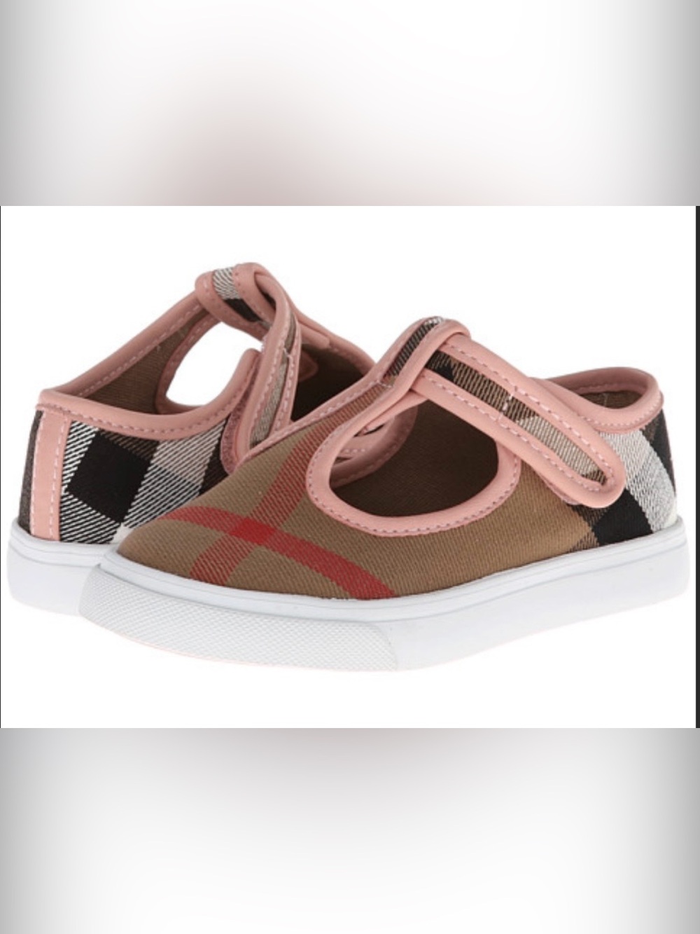 Burberry Kids Girls Nova Check Mary Jane Canvas Sneakers, Size 23 EU